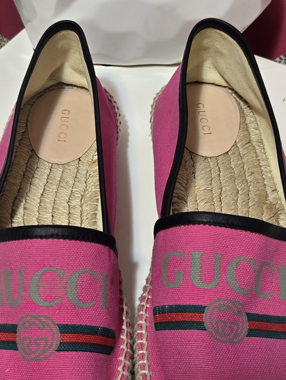 EUC GuccI Pilar Pink Canvas Logo Espadrilles Size 10 USA - Picture 3 of 12